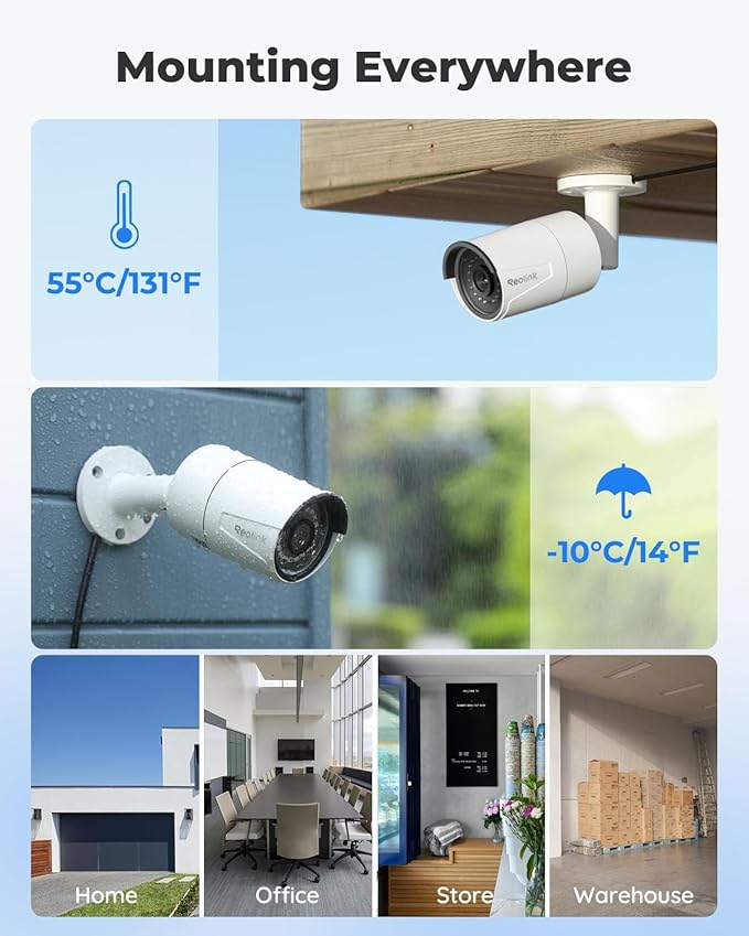 REOLINK 8CH 5MP Security Camera System, 4pcs Wired PoE Cameras for Home Security Outdoors, Smart Person/Pet/Vehicle Detection, 4K 8CH NVR with 2TB HDD for 24-7 Recording, RLK8-410B4-5MP White