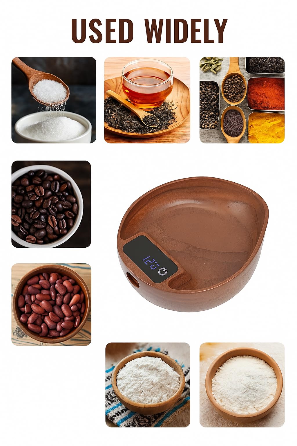 Luviora Coffee Scale with Spoon – 0.1g Precision Walnut Wood Digital Coffee Bean Scale, USB-C Rechargeable Espresso Scale for Pour Over, Drip & Kitchen Use, Minimalist Design