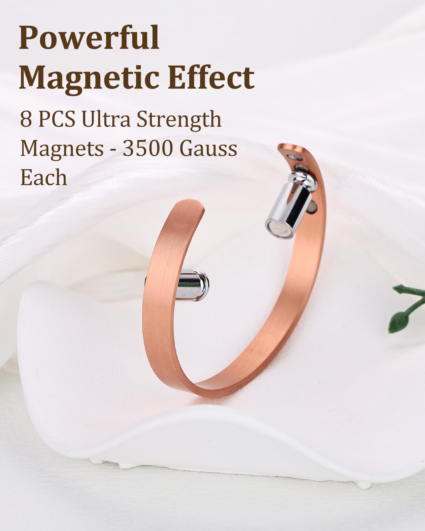 BioMag 2Pcs 99.99% Copper Bracelet for Women, Adjustable Magnetic Bracelets Bangle Cuff with 3500 Gauss Magnets, Jewelry Gift (Copper)