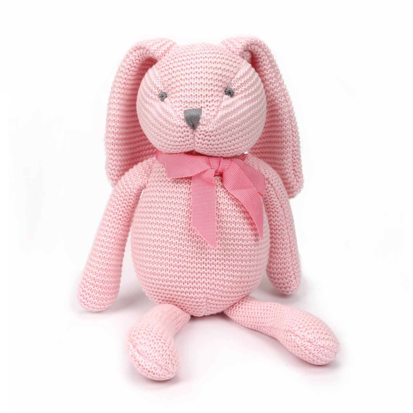 FLUFFYFUN 100% Organic Cotton Pink Bunny Rabbit Plush, 7.1" Baby Stuffed Animal for Newborn