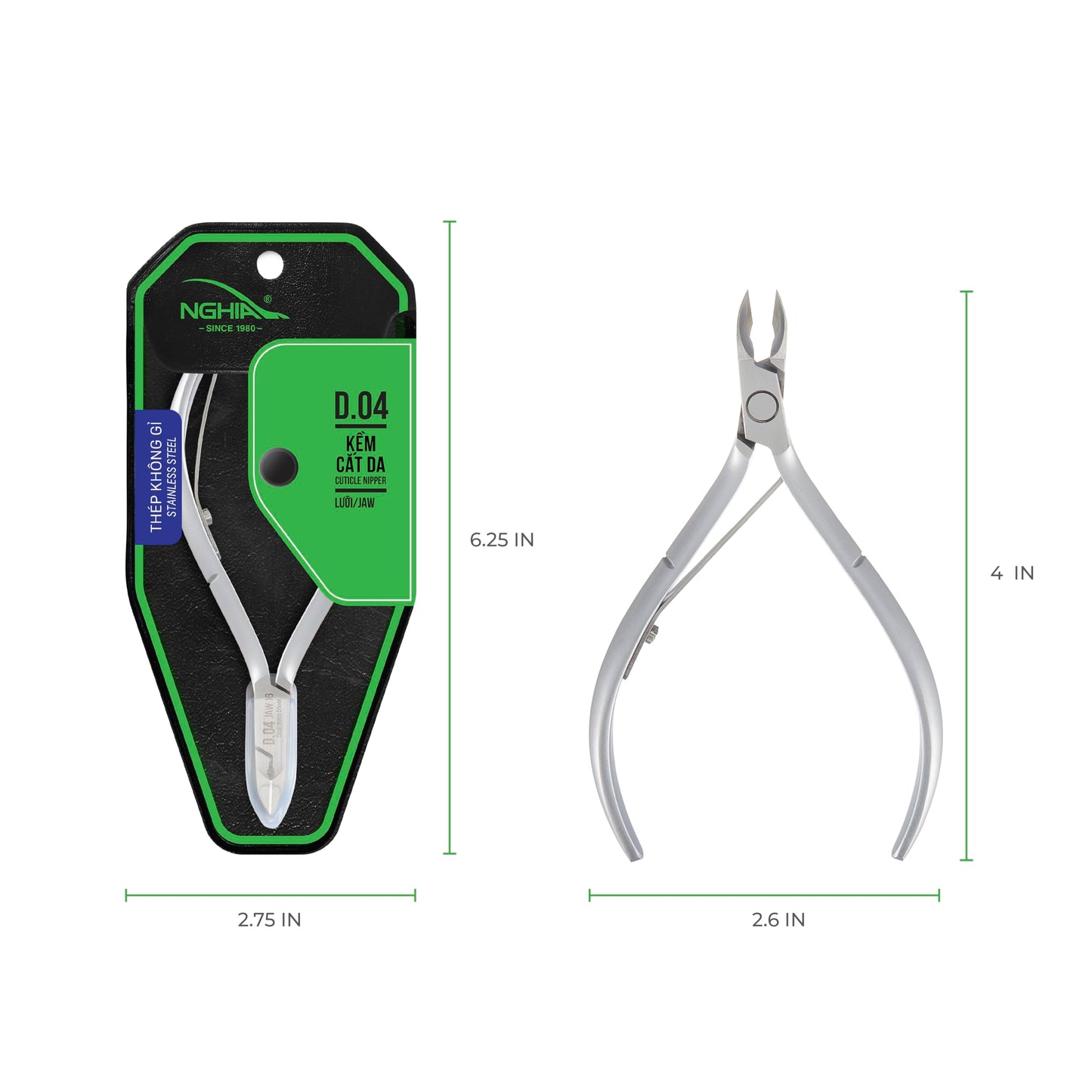 NGHIA Cuticle Nipper - D-04 JAW 14 | Stainless Steel | Durable and Sharp | Ergonomic Design | Grey Plated | Ideal for Salons and Home Use