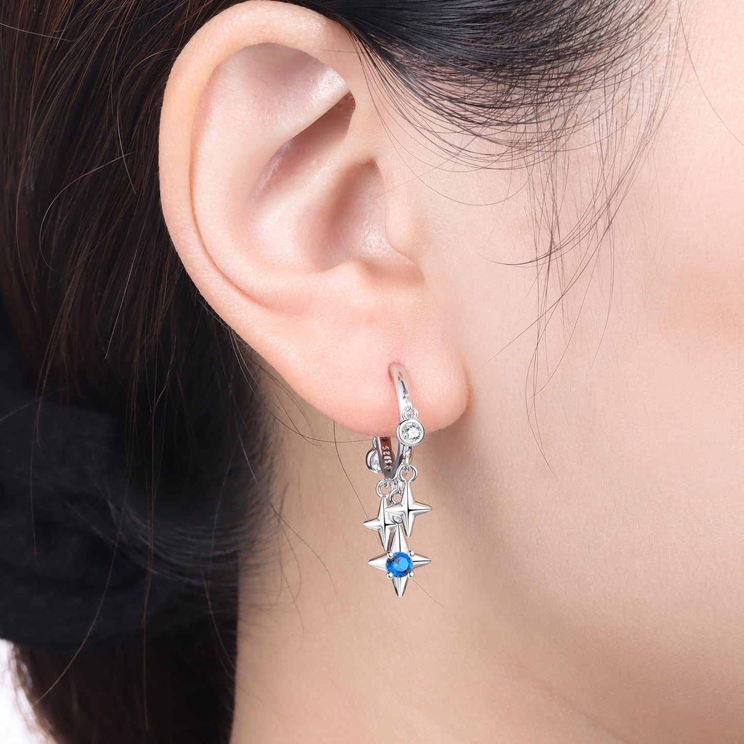 vireau 925 Sterling Silver Drop Earrings Dragonfly Flower Moon Star Dangle Earrings Hypoallergenic Sterling Silver Earrings Jewelry for Women (Starlight)