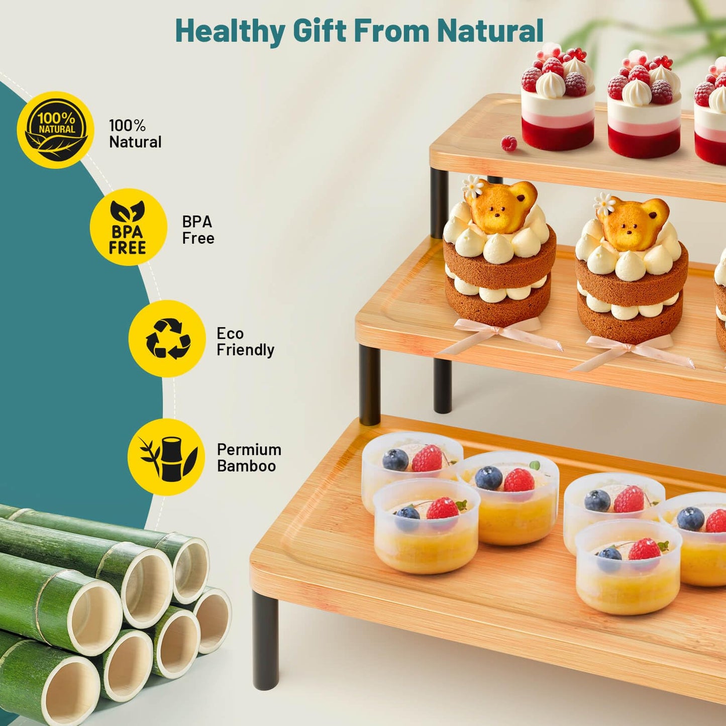 3 Tier Serving Tray Set,17" Serving Tray Stand & Platter Tower Plate for Party Supplies,Reusable Trays for Food Fruit Cookie Afternoon Tea Hosting, Appetizer,Dessert Table Display Set