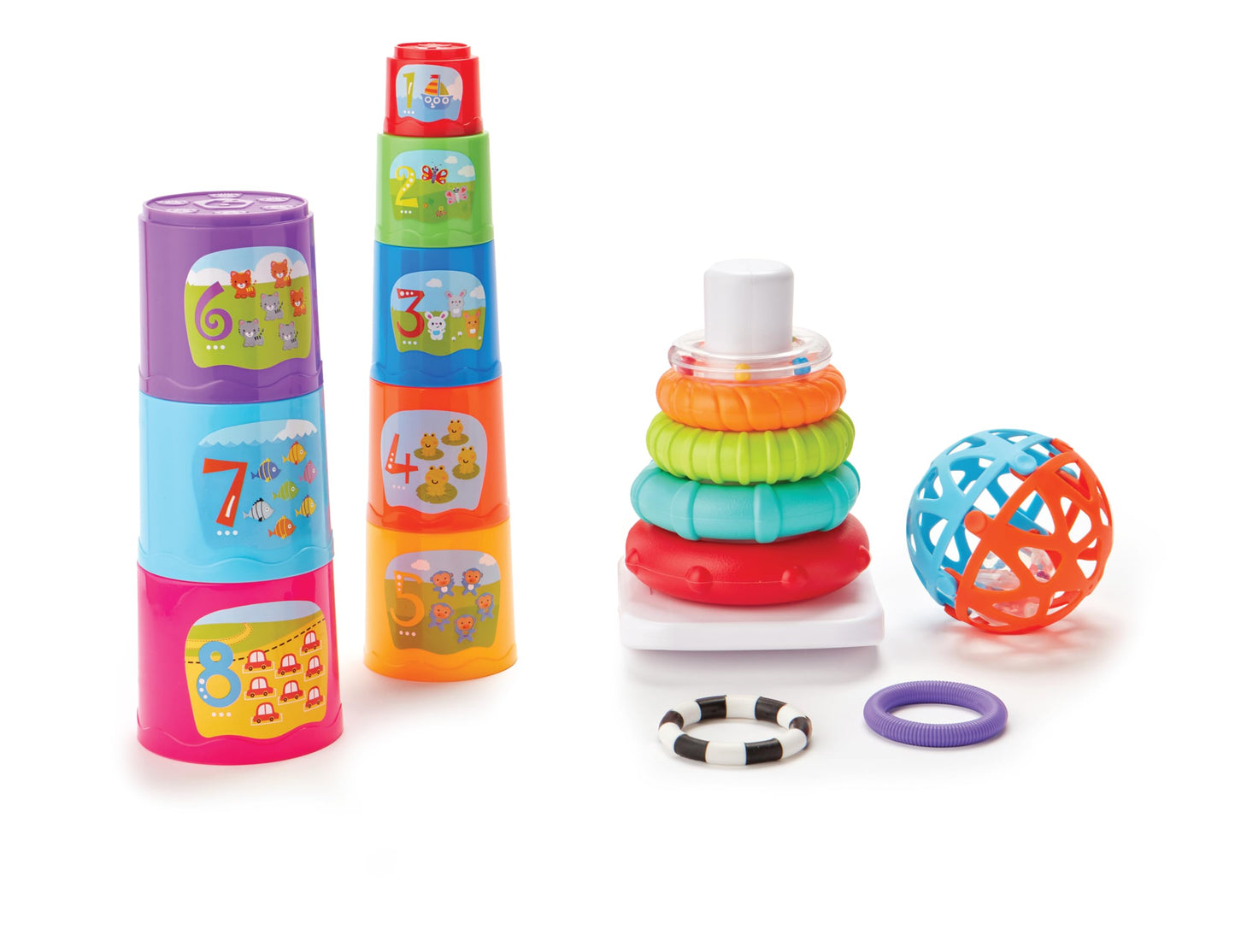 Kidoozie | Little Learner’s Trio | Baby’s First Activity Toy Set for Infants & Toddlers with Sensory, Stacking & Cause & Effect Play, Early Learning Ages 6+ Months