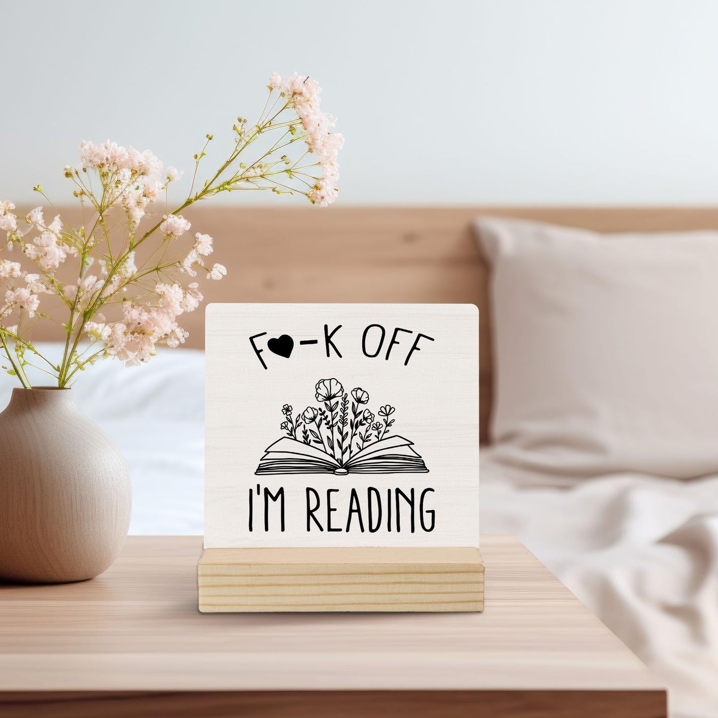 Mfyossrll Book Lovers Gifts Desk Decor, Funny I'm Reading Decorative Signs & Plaques, Book Reader Bookworm Gifts Desk Sign with Wooden Stand for Reading Room Corner Nook Library Shelf Table Decor