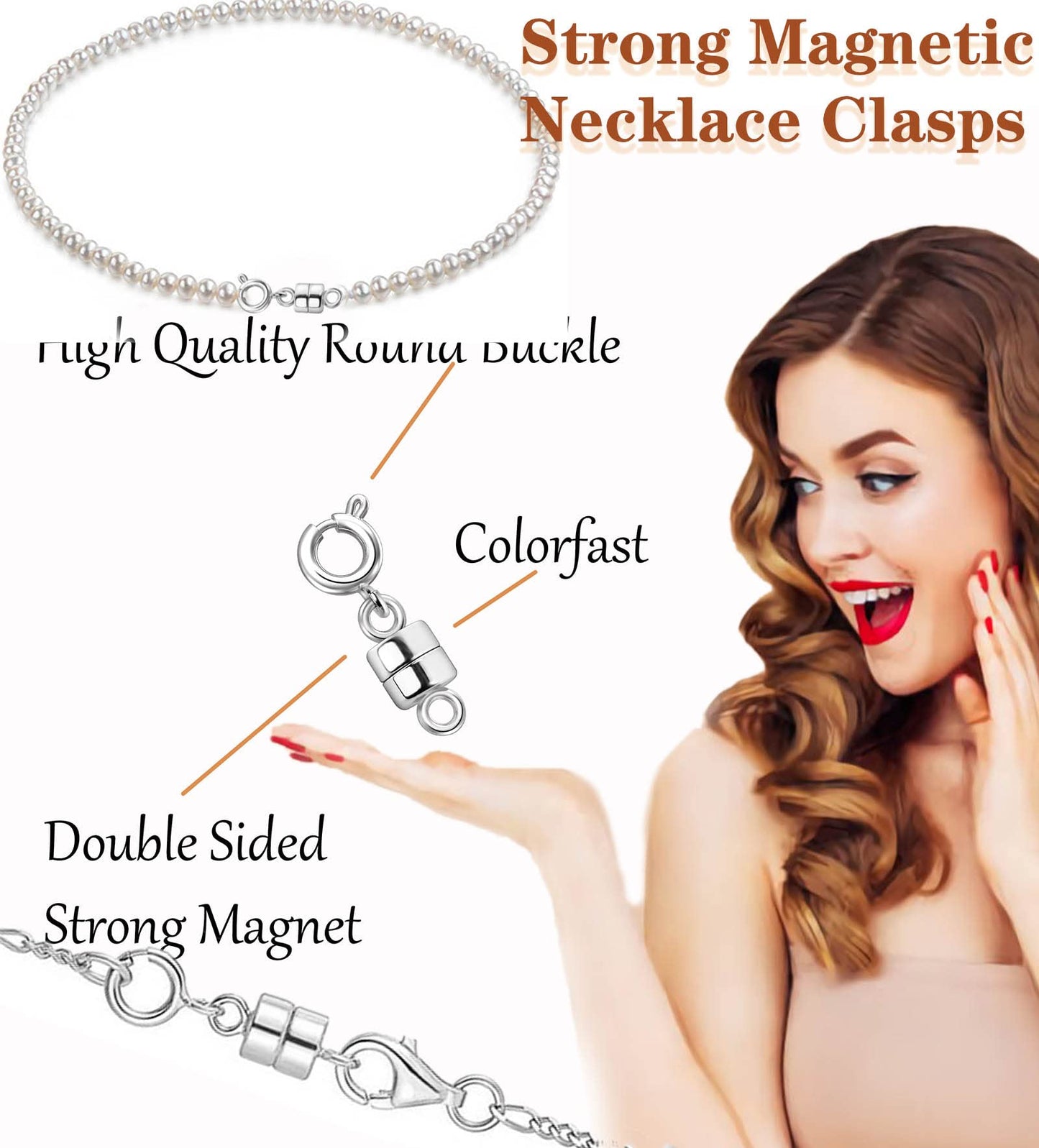 Dailyacc Magnetic Necklace Clasps and Closures - Safety 14 K Gold and Silver Jewelry Converters for Bracelets Chain Extender
