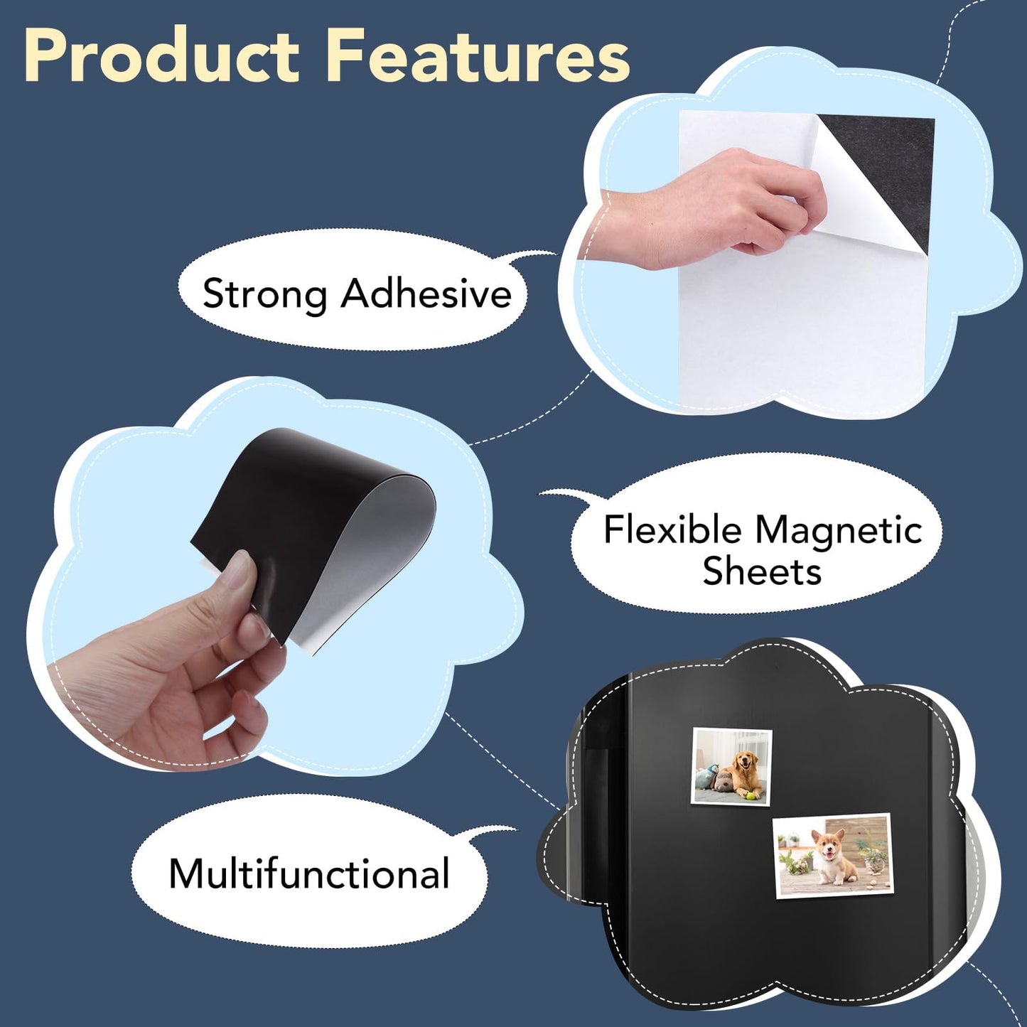 DIYMAG Magnetic Adhesive Sheets Photo Mat, 8" x 10" 12 Pack Flexible Magnets with Adhesive Backing for Crafts, Photos and Pattern Storage, Easy to Peel and Stick
