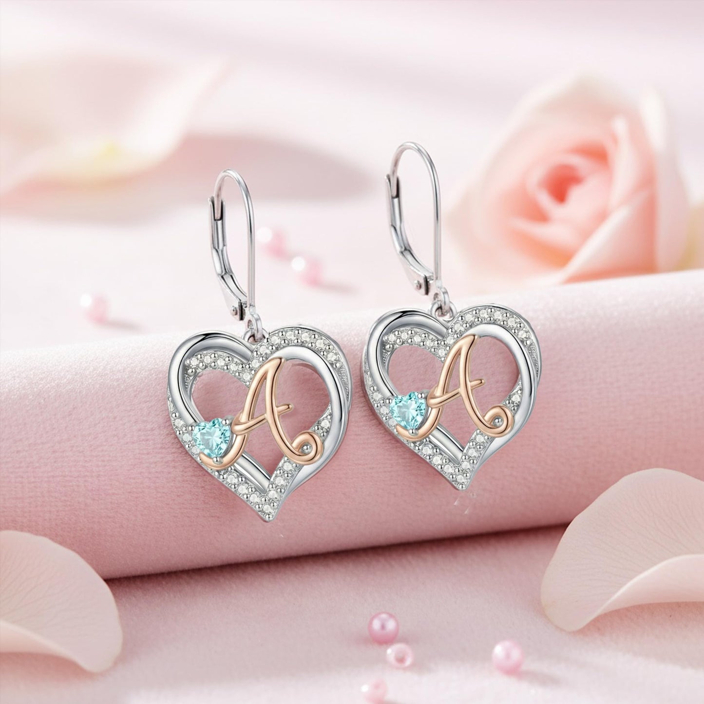 ZPMMPZ Initial Birthstone Earrings Intial Letter Dangle Drop Earrings Birthstone Jewelry Gifts for Women A & April