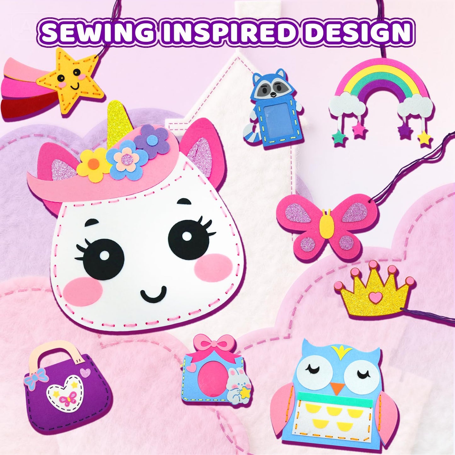 powerful xishan Sewing Kit for Kids, Unicorn 9 Thick Easy DIY Projects Sewing Kits, Beginners Girls Arts & Crafts for Ages 5+, Instructions & Felt, Birthday Gifts, Enlightenment
