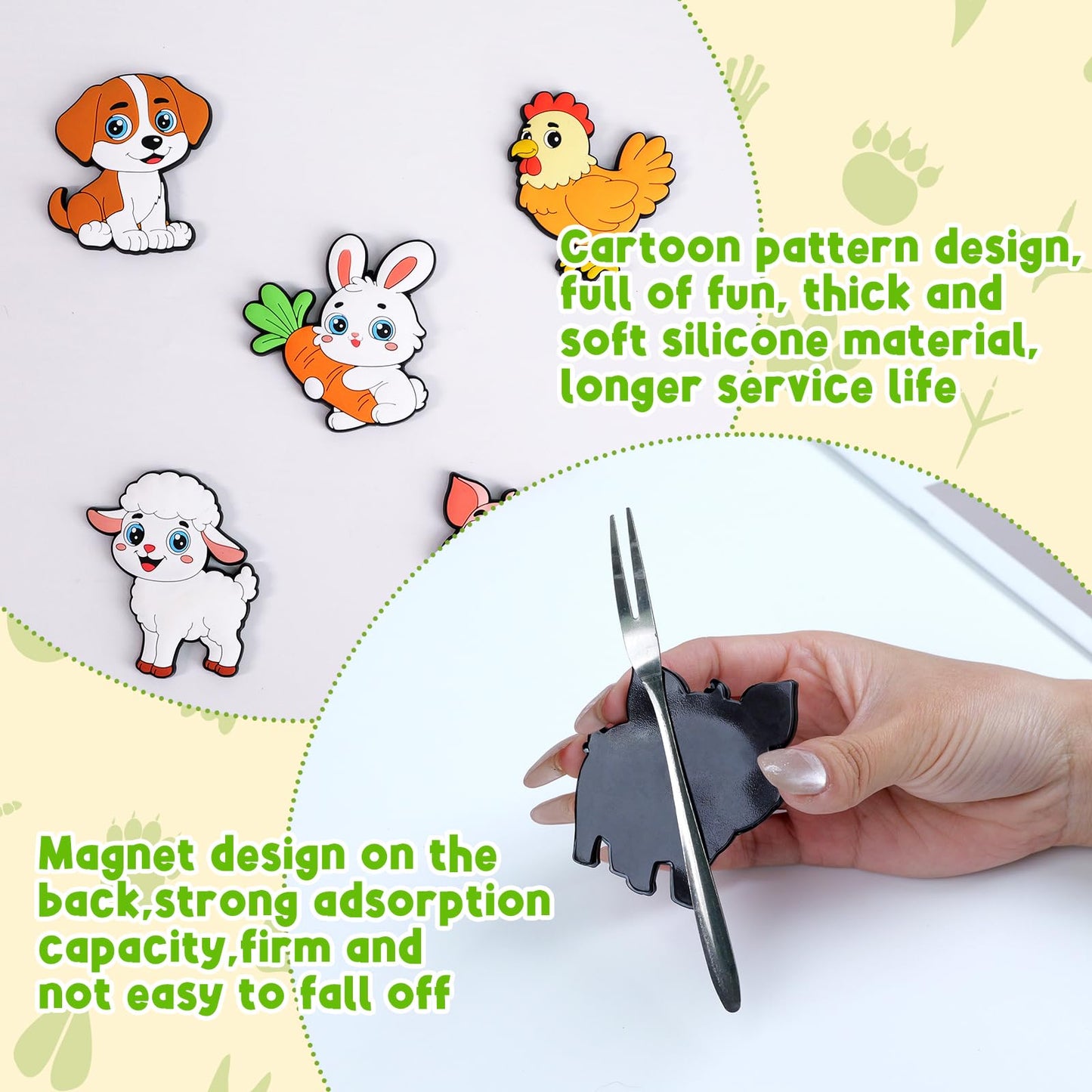 12PCS Fridge Magnets for Toddlers Cute Farm Animals Refrigerator Magnets Large Full Back Magnetic Animal Decorative Fridge Magnets Funny Rubber Magnetic Gift for Refrigerator Whiteboard Cruise Door