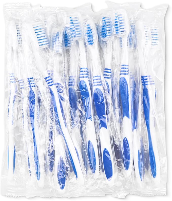 50 Prepasted Disposable Toothbrushes Individually Wrapped Pre Pasted Toothbrushes Soft Bristle Travel Tooth Brush Single Use Wrapped for Hotel, Camping, Travel and Gift for The Homeless