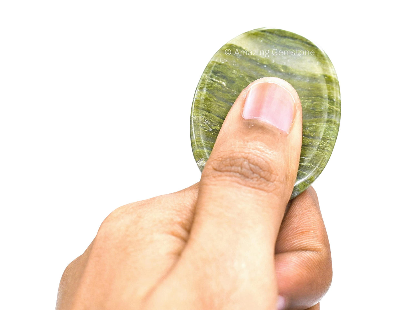 Amazing Gemstone Vesuvianite Worry Stone Crystals and Healing Stones - Stones for Stress Relief - Piedra Crystal Fidget for Meditation, Relaxation - Unique Stocking Stuffers and Birthday Gift