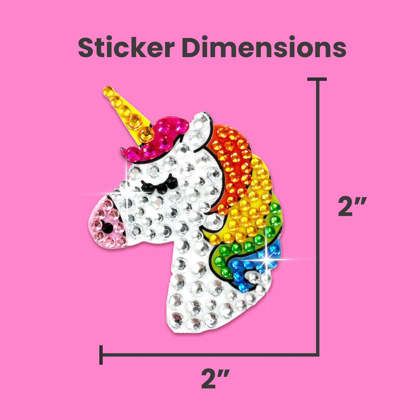 StickerBeans® Rhinestone Stickers - Magical Sticker Pack, 2” x 2” Each Unique Sparkly Cut-to-Shape for Collecting, Trading, Decorating Laptops, Phone Cases, Scrapbooks