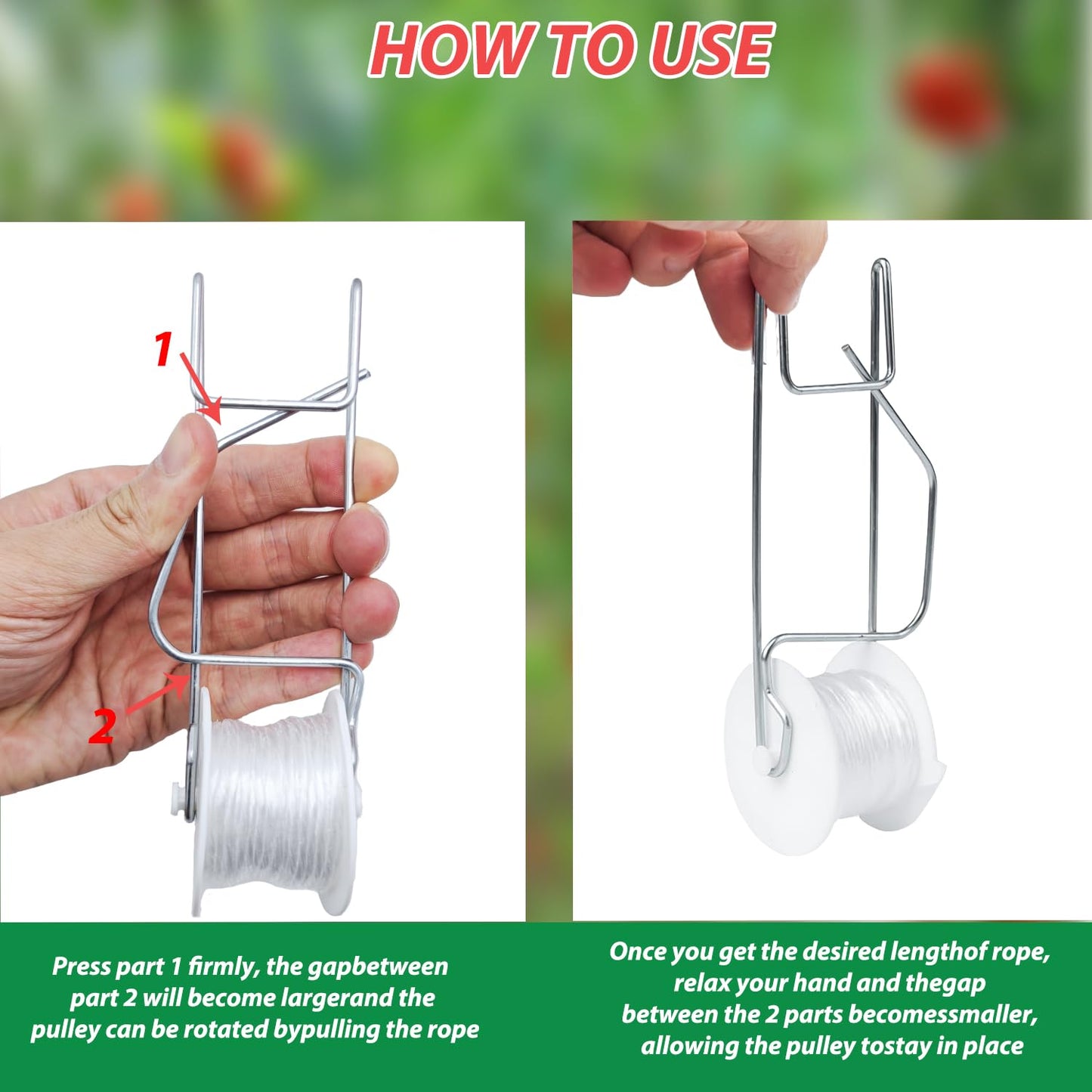 Tomato Support Hooks with String,10 Pack Tomato Trellis Roller Hooks with 49.2FT String for Plant,Greenhouse Tomato Flower Vine Twine Crop Trellis Kit Plant Roller Hook