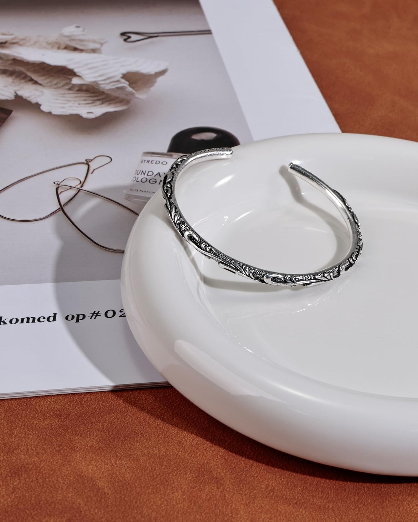 Irideket Vintage 925 Sterling Silver Plated Cuff Bracelet Bangle, Adjustable Silver Bangle Silver Jewelry for Women