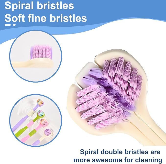 4-Pack Medium Toothbrush Set, Bulk Toothbrushes for Kids & Adults with Special Needs, Multi-Angle Cleaning, Medium Soft Bristles, White, Pink, Green, Purple