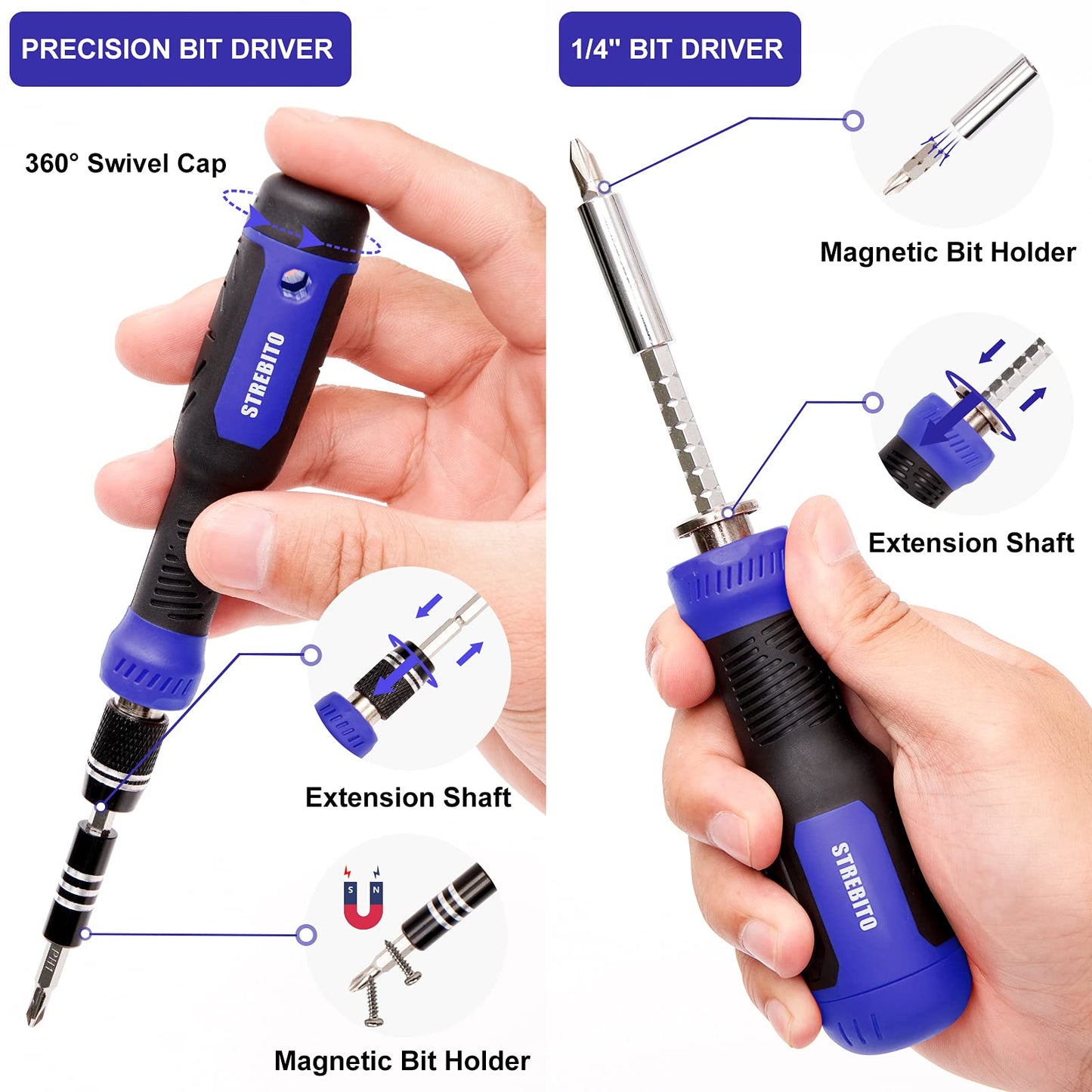 STREBITO Precision Screwdriver Set 191-Piece Multi-Bit Screwdriver 1/4 Inch Nut Driver Home Improvement Tool Electronic Repair Kit for Computer, iPhone, Laptop, PC, Cell Phone, PS4, Xbox, Nintendo