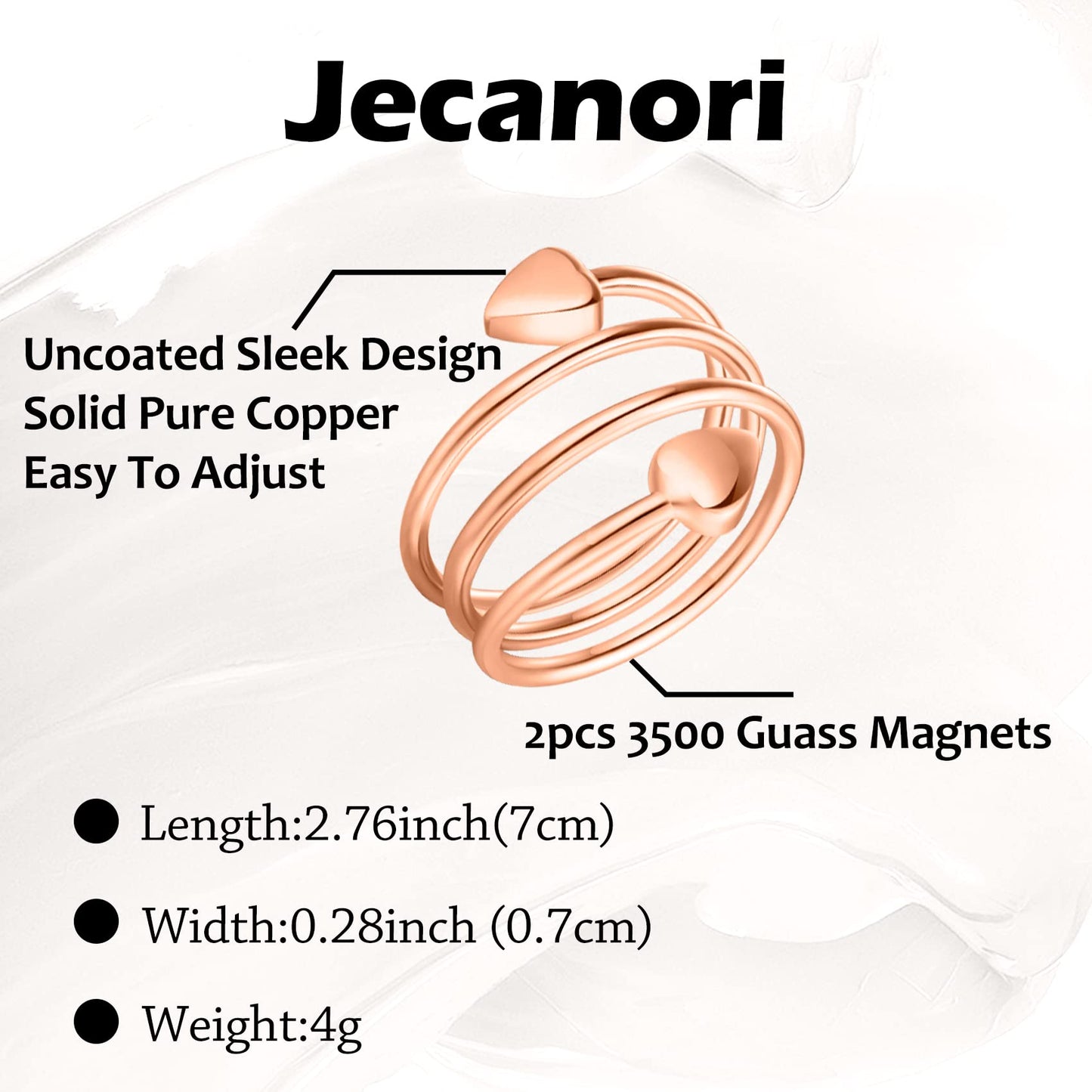 Jecanori Magnetic Copper Bracelets for Women,Copper Magnetic Ring for Women,Crystal Bracelets with 3500 Gauss Magnets,Jewelry Gift with Sizing Tool