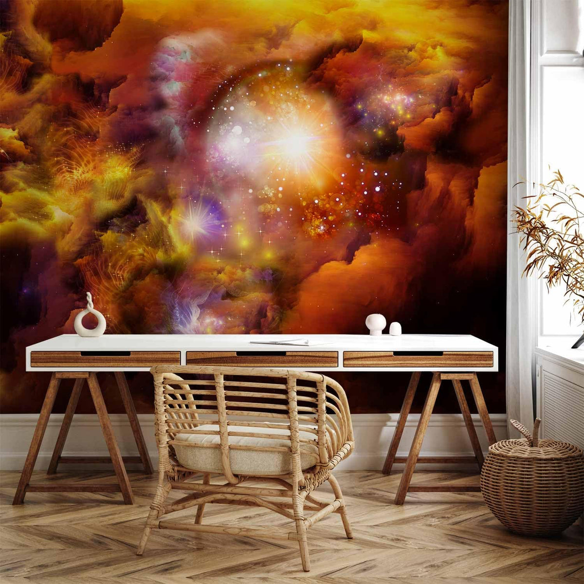 artgeist Wall Mural Cosmos Galaxy 154x110 in - Peel and Stick Self-Adhesive Wallpaper Removable Large Sticker Foil Wall Decor Print Picture Image Design n-A-0027-a-d