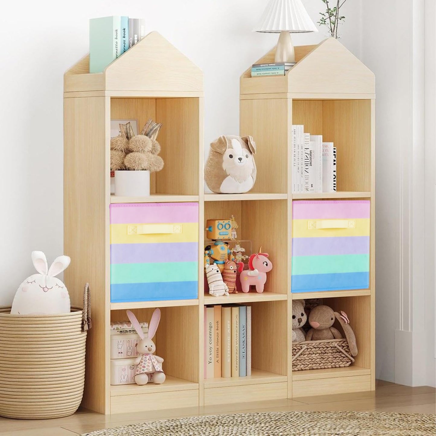 ShellKingdom Storage Bins, Foldable Fabric Storage Cubes And Cloth Storage Organizer Drawer For Closet And Toys Storage, 6 Pack (Rainbow)
