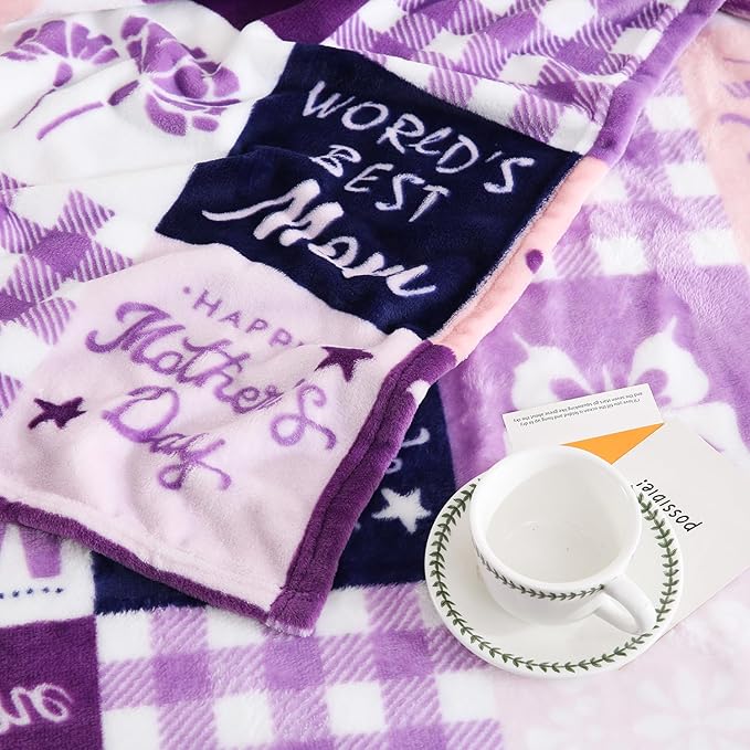 SOCHOW Giftable Throw Blanket for Mom, Super Soft and Cozy Gift for Birthday, Mother's Day from Daughter Son, Best Mom Ever Present Blanket, 50 x 60 inches, Purple