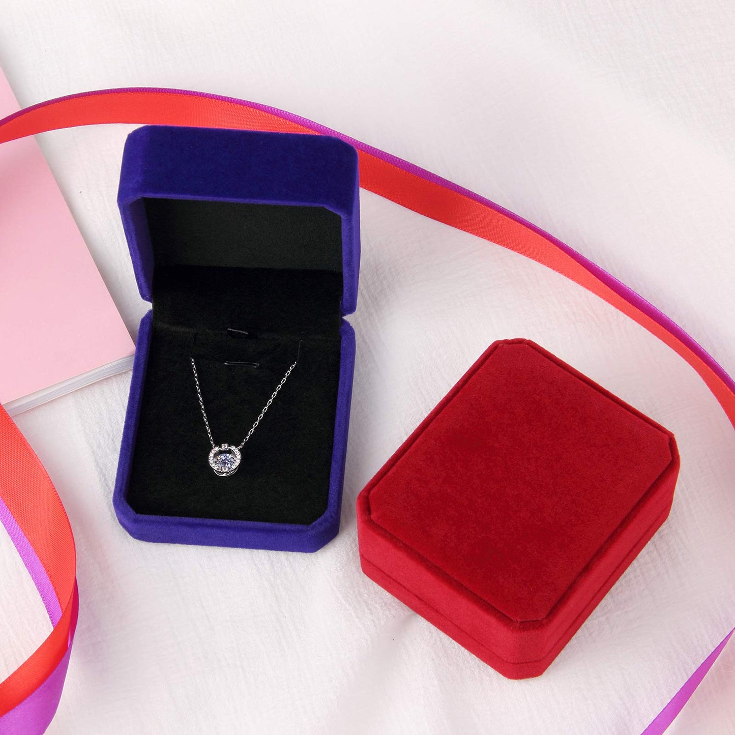 Lamoutor Velvet Gift Box Jewelry Gift Box for Necklace Bracelet Ring Stud Earrings for Wedding Proposal