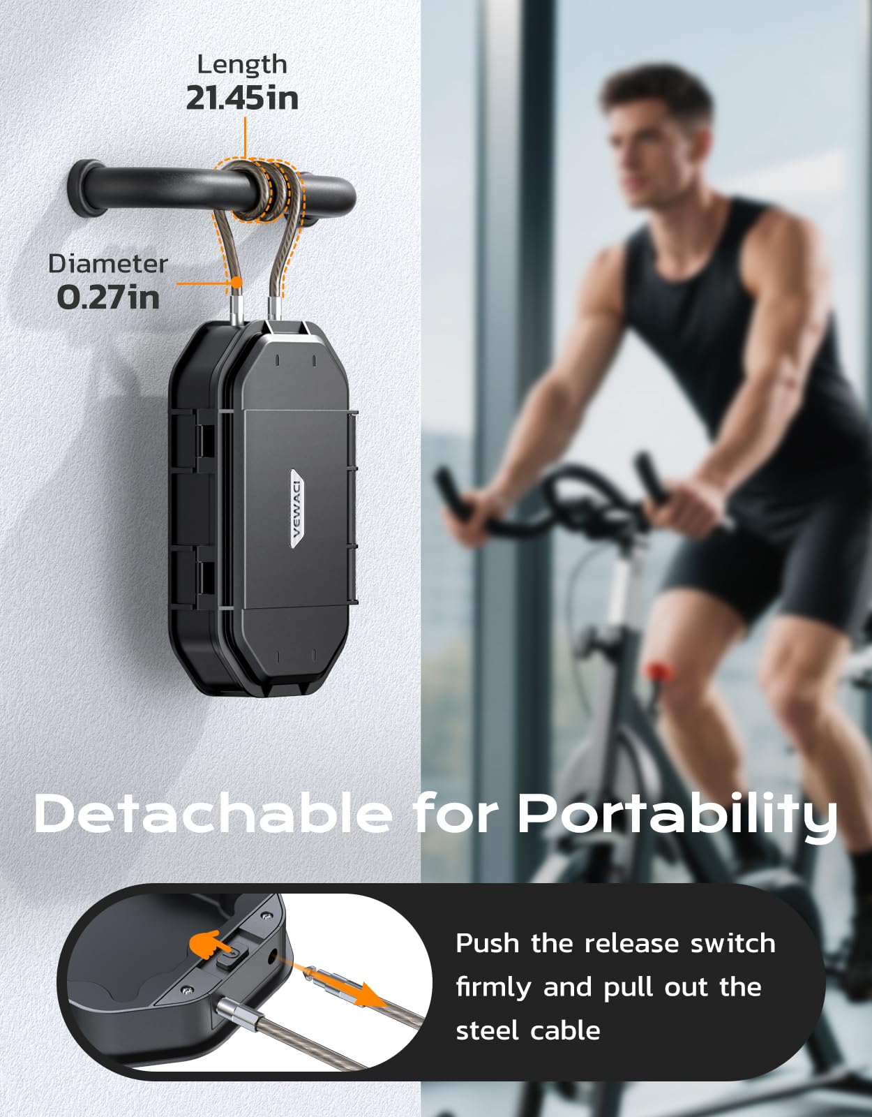 Vewaci Portable Travel Safe Lock Box Waterproof & Durable, 4-Digit Combination Anti-Theft Personal Beach Safe with Removable Steel Cable, Small Security Case Lock Box for Beach/Travel/Hotel/Dorm
