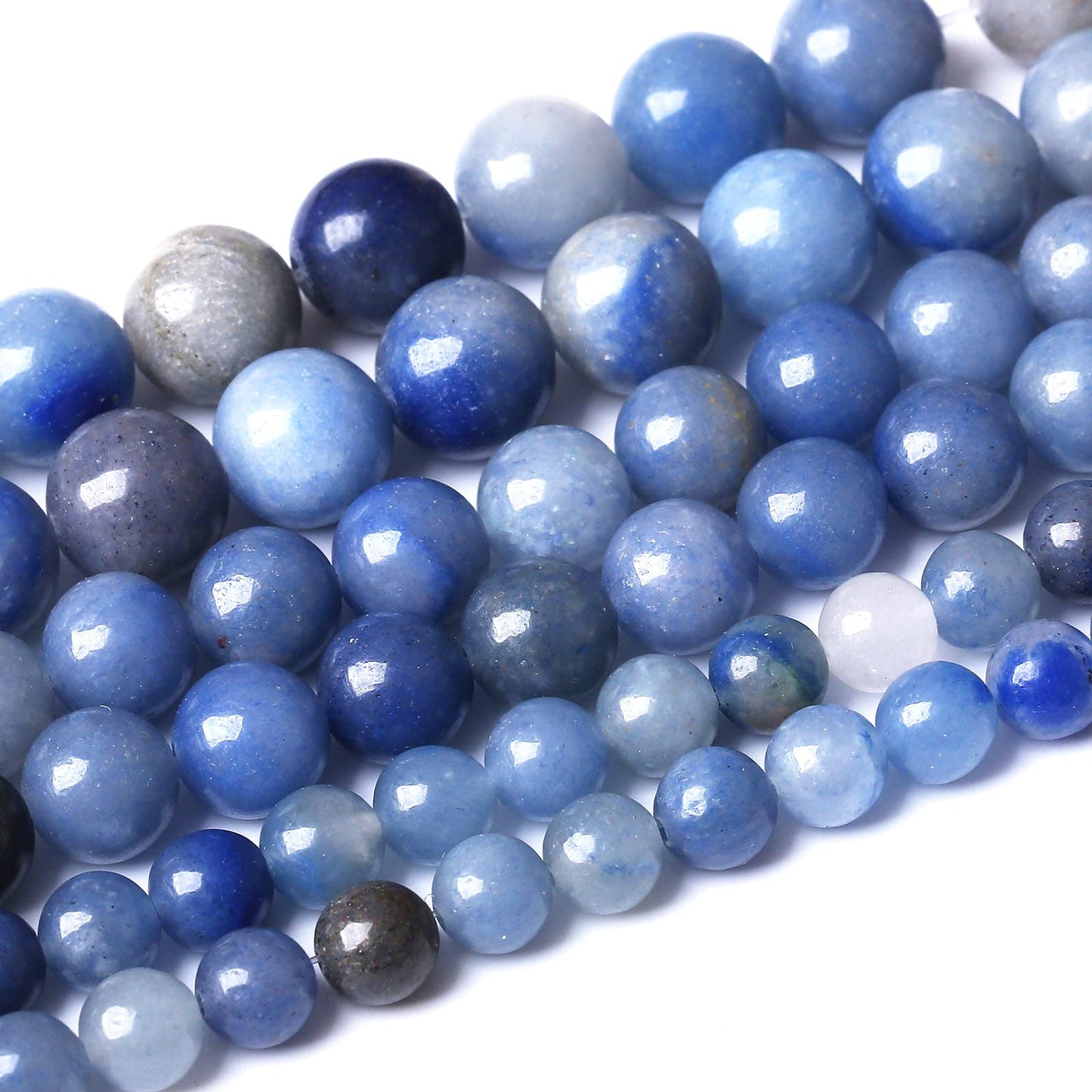 60PCS 6MM Natural Blue Aventurine Beads Round Loose Stone Beads for Jewelry Making DIY Energy Stone Healing Power Bracelet 15"