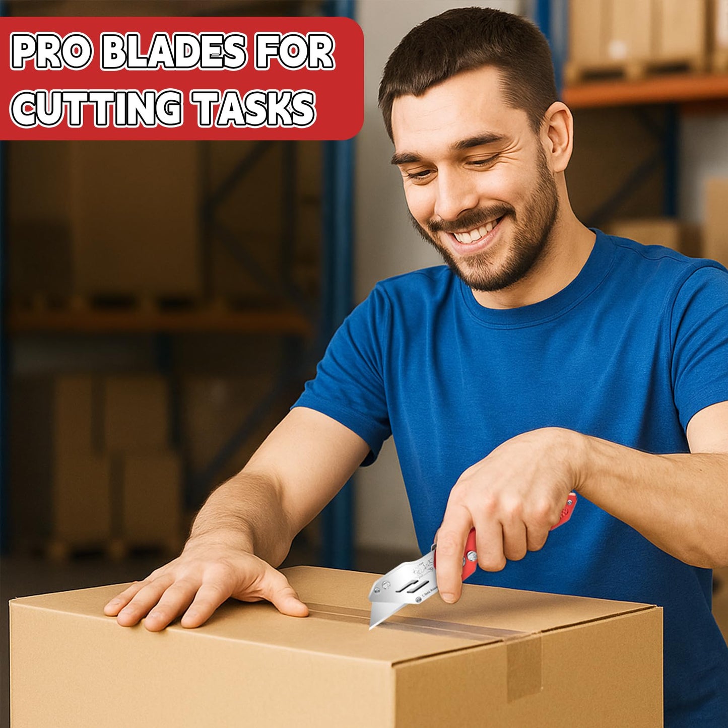 JETMORE 300 Pack Utility Knife Blades, SK5 Steel Box Cutter Blades, Blade for Box Cutter & Razor Knife, Sharp Utility Blades Refills for Construction, Home Repair, DIY, Office Use