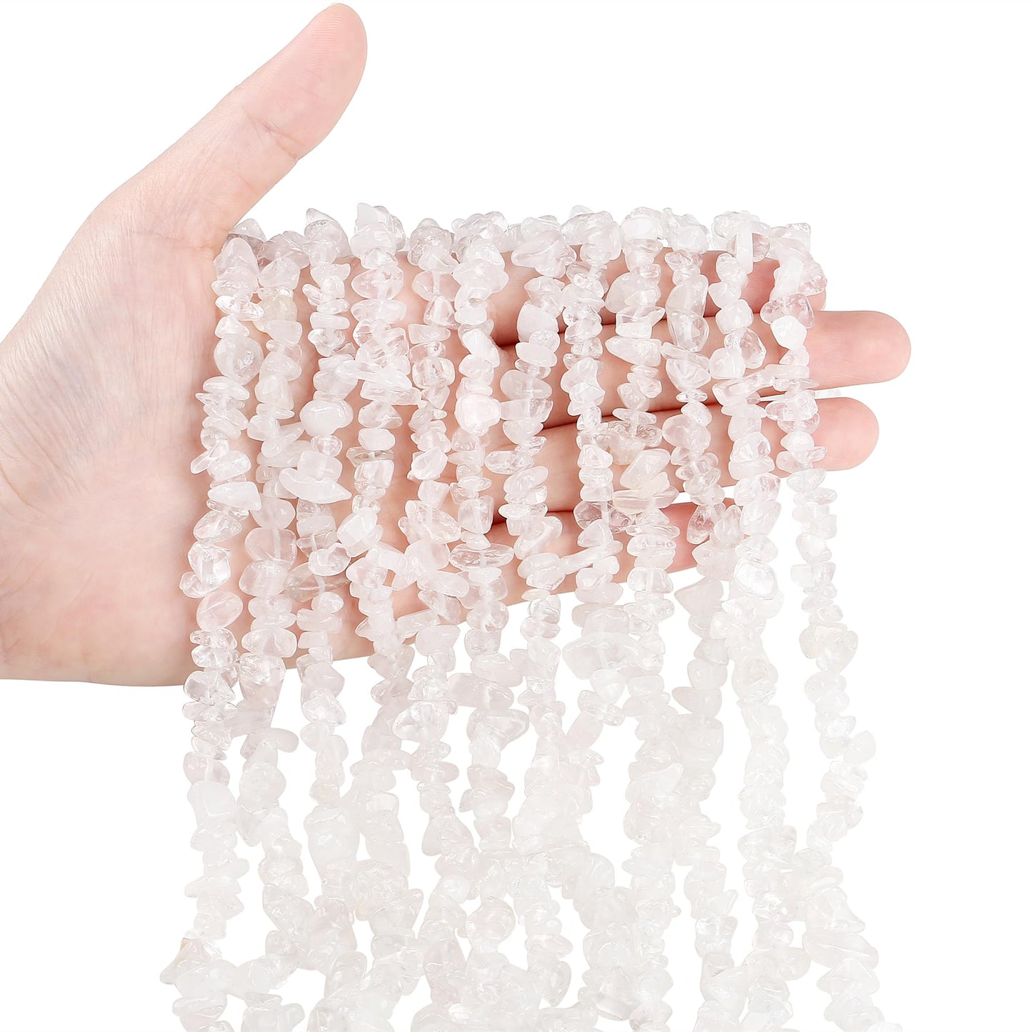ZHIYUXI 400pcs Clear Quartz Beads 5-8mm Crystals Gemstones for Bracelet Making 2 Strands Irregular Stone Loose Rocks Bead for Jewelry Making Hole Drilled Natural Chips DIY Necklace Craft Gifts