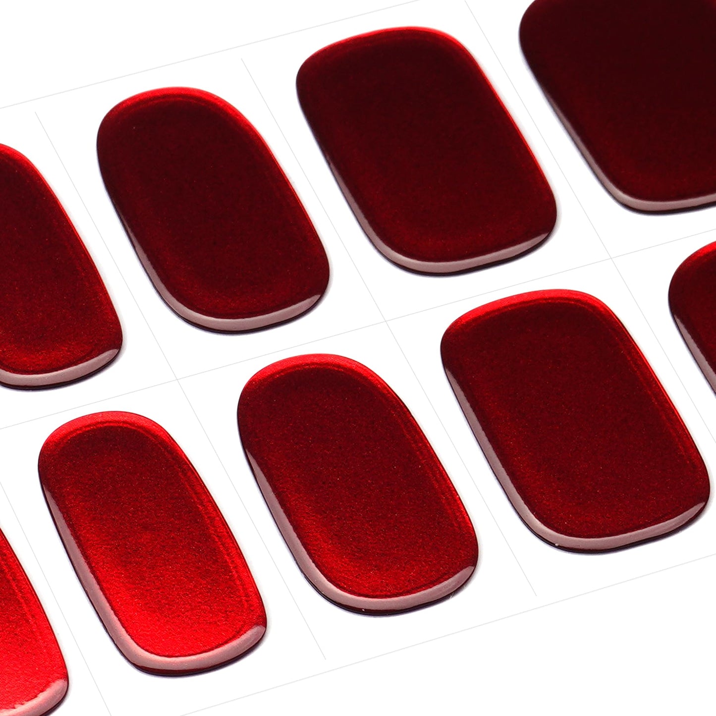 DANNI & TONI Semi Cured Gel Nail Strips Red Chrome Metallic Mirror Gel Nail Stickers 28 Stickers Gift for Woman |Ruby Chrome