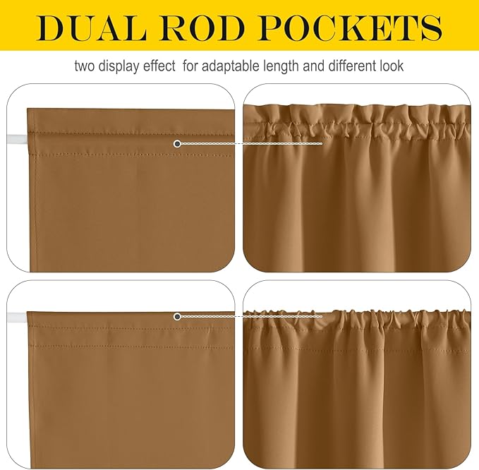 NICETOWN Sidelight Door Curtains for Living Room, Thermal Insulated Privacy Protect Energy Efficient Window Drape French Door Curtain with Tie Back Adjustable, 30 W x 72 L, Gold Brown, 1 Piece