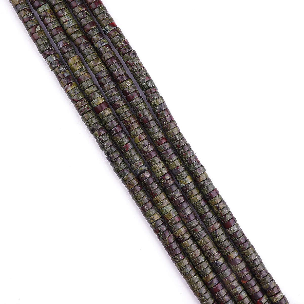 BEADIA Natural Dragon Blood Jasper Spacer Beads Caps Loose Semi Gemstone for Beading Jewelry Making 6mmx3mm 38cm