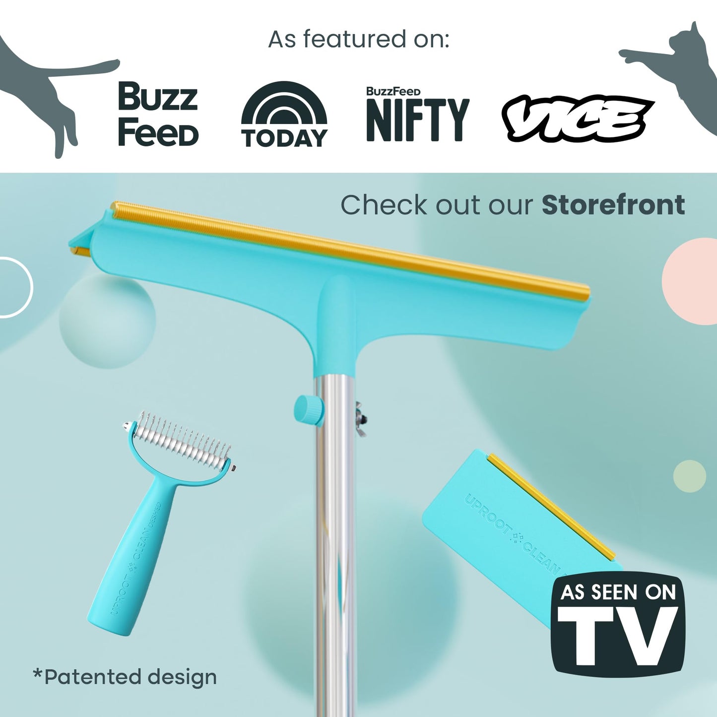 Uproot Clean Xtra, Mini & Deshedder Bundle - Pet Hair Removal Tool & Dog Brush for Shedding - Easy Cat & Dog Hair Remover Carpet Rake Set with Special Grooming Brush