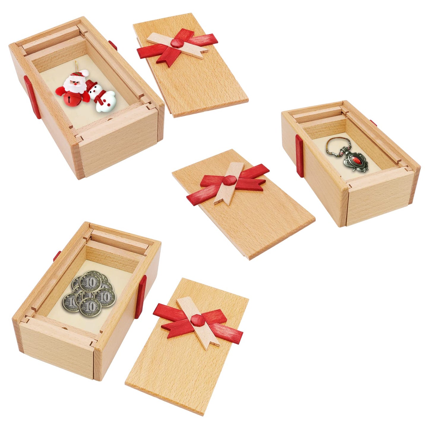 EEOCWF Puzzle Box with Hidden Compartment, Challenging Wooden Magic Trick Lock Boxes for Adults, Brain Teaser Game Mystery Surprise Secret Box for Valentines Christmas Party Favors