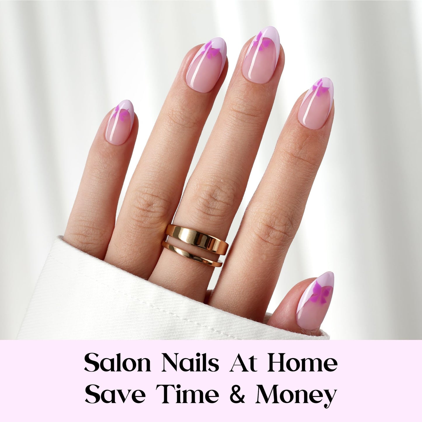 Beetles Purple French Tips Press On Nails - Pastel Spring Short Almond 160 Pcs with Blue French Tips Press On Nails Pastel Spring Short Almond 160 Pcs