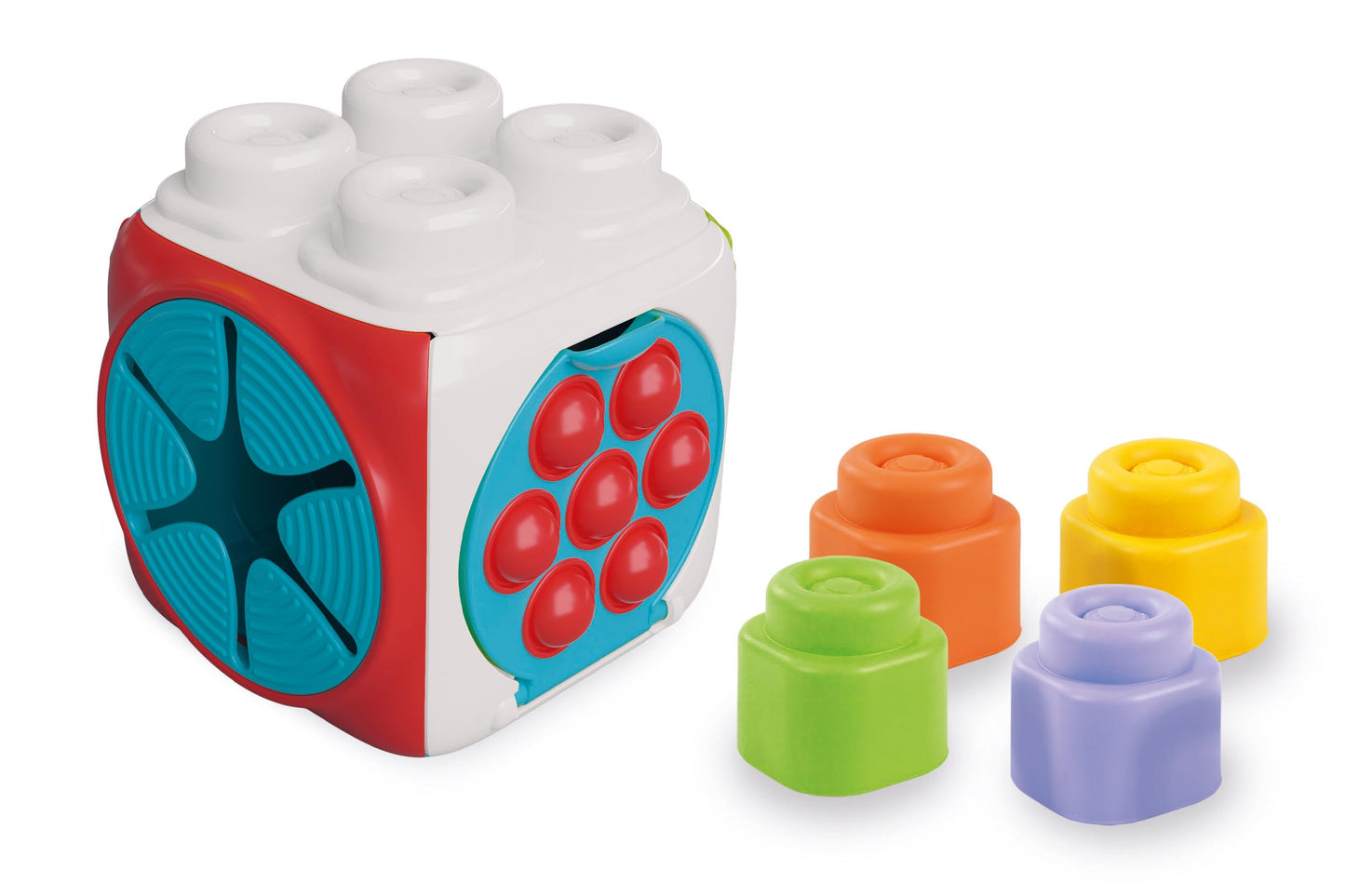 Clementoni Soft Clemmy Building Blocks - Sensory Activity Cube - Sensory Cube Game Activities and Textures, Soft Builds Baby from 6 Months, Made in Italy, 17902