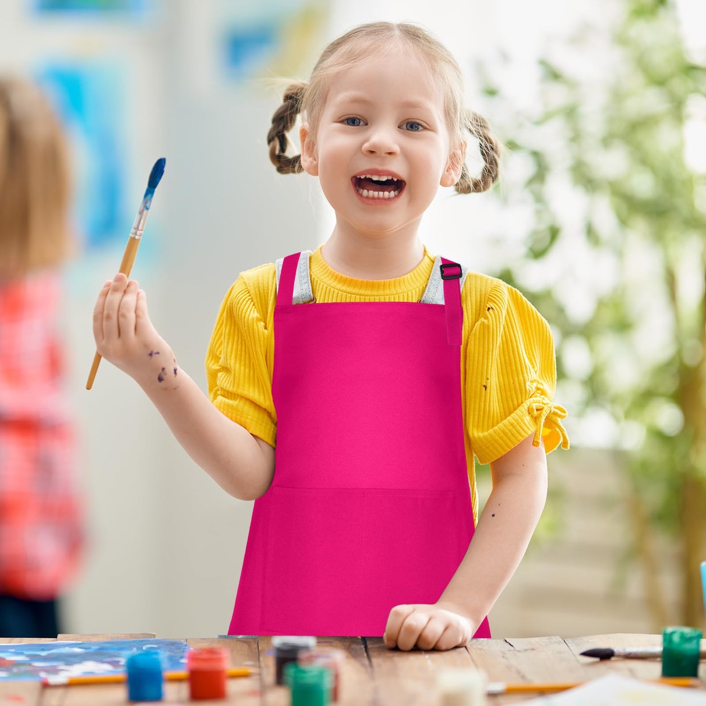 Bouiexye 20 Pack Kids Apron Adjustable Children Apron with 2 Pockets Children Chef Painting Aprons for Cooking Baking Painting Crafts Making
