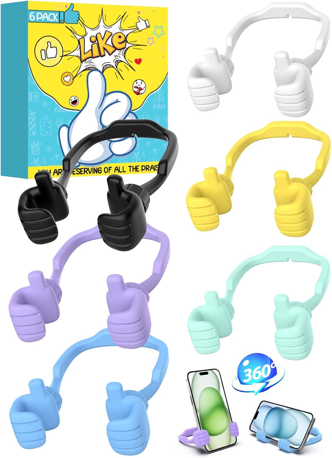 Christmas Stocking Stuffers for Men Women: Teens Girls Boys Gifts for Kids Thumbs Up Lazy Cell Phone Stand Holder for Desk Funny Gift for Dad Mom Wife Husband Adults Teenage Cool Gadget Trendy Stuff