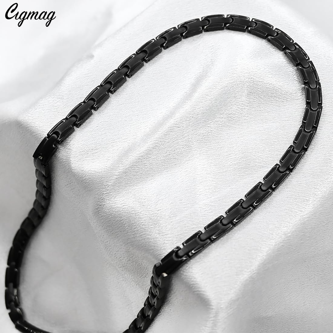 Cigmag Magnetic Necklace - Titanium Necklace for Men Women Stainless Steel Ultra Strength Magnets - with Adjustable Sizing Tool and Present Box