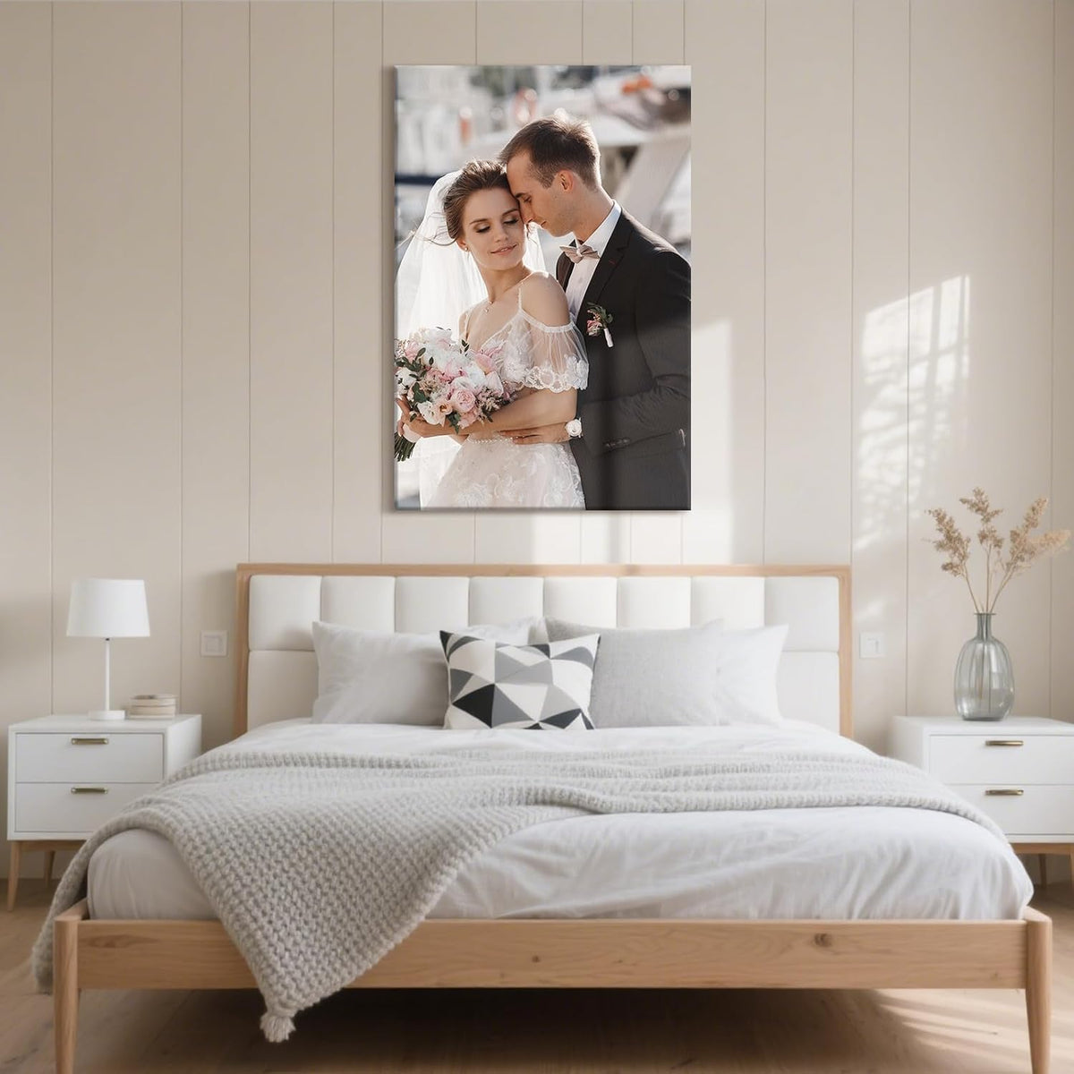 Personalized Custom Canvas Prints with Your Photos & Text, Customized Picture Print, Transform Own Images Into Framed Wall Art Digitally Printed Photo to Canvas, Keepsakes Gifts for Family 12x18’’