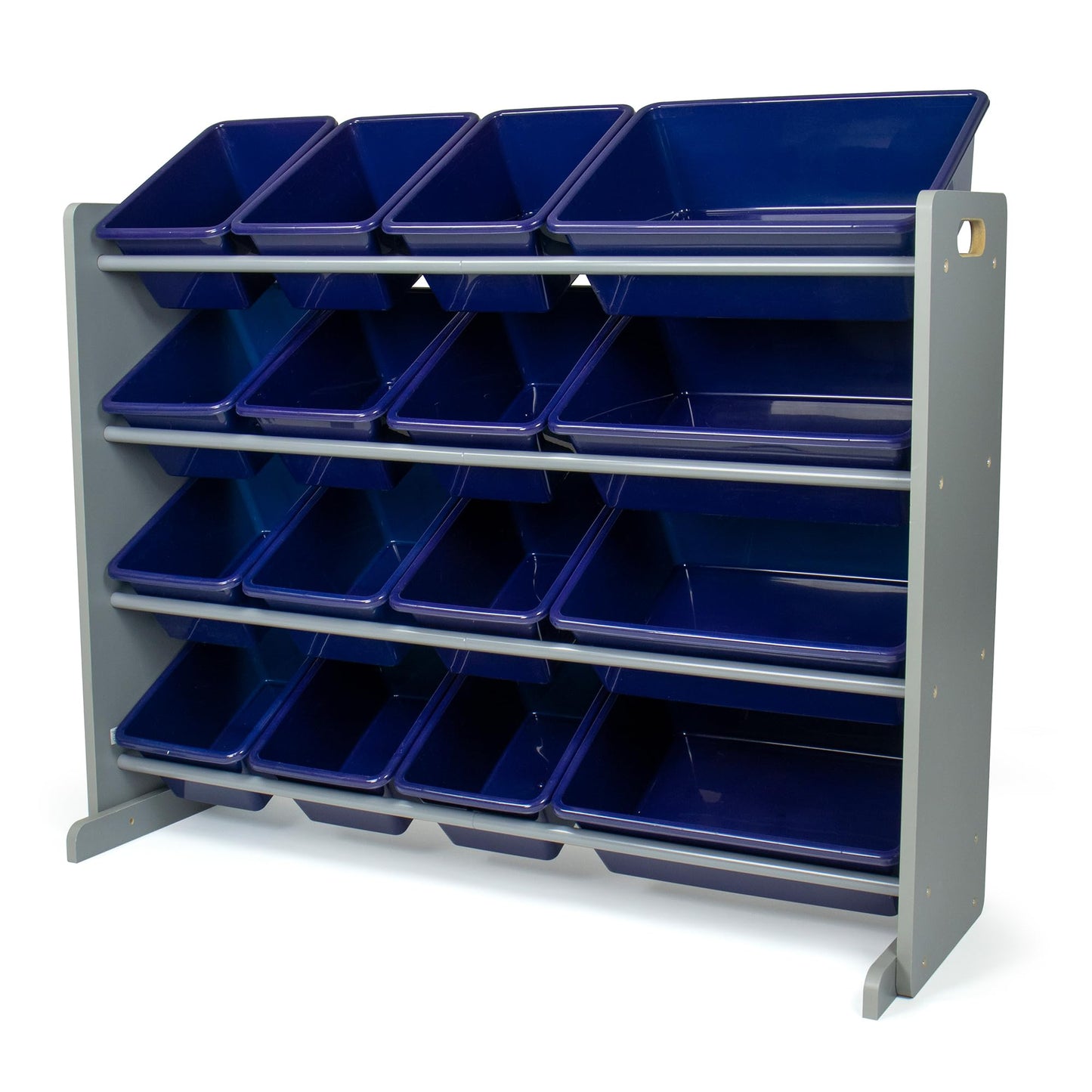 Humble Crew Toy Storage Organizer with 16 Removable Storage Bins for Kids Playroom, 4-Tier Toddler Toy Organization, Grey/Navy