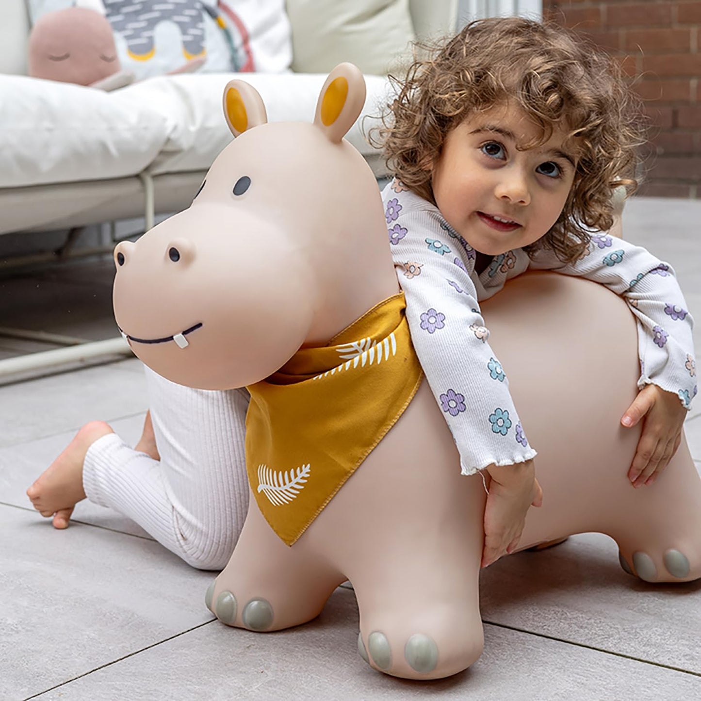 Kindsgut Bouncy Animal Hopper – Inflatable Bouncing Ride-On Toy for Kids & Toddlers Age 2+, Designed in Germany, Indoor & Outdoor, Hippo