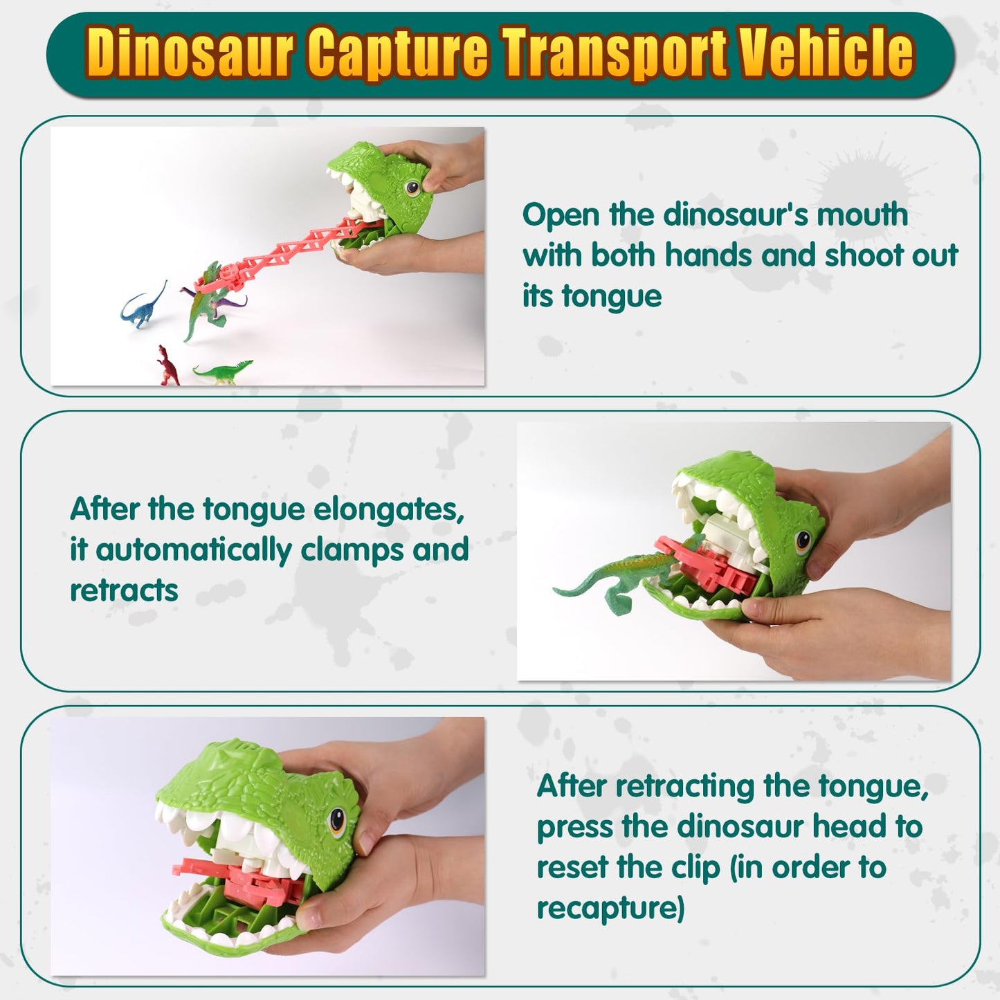 Oiuros 50PCS Dinosaur Truck Toy, Tyrannosaurus Capture Vehicle with 50 Dinosaur Figures, Educational Jurassic Playset for Boys & Girls - Perfect Birthday