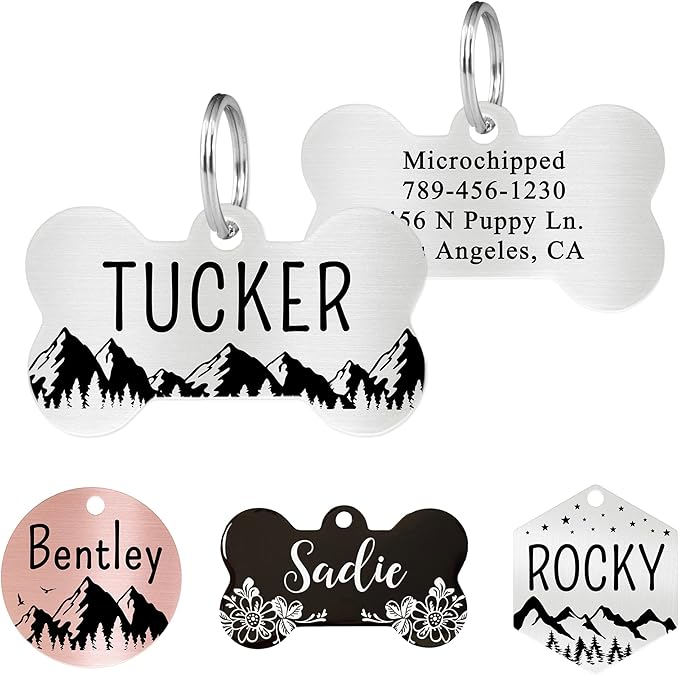Ultra Joys Custom Dog Tag Personalized Pet Name Tag - Large Bone Mountain