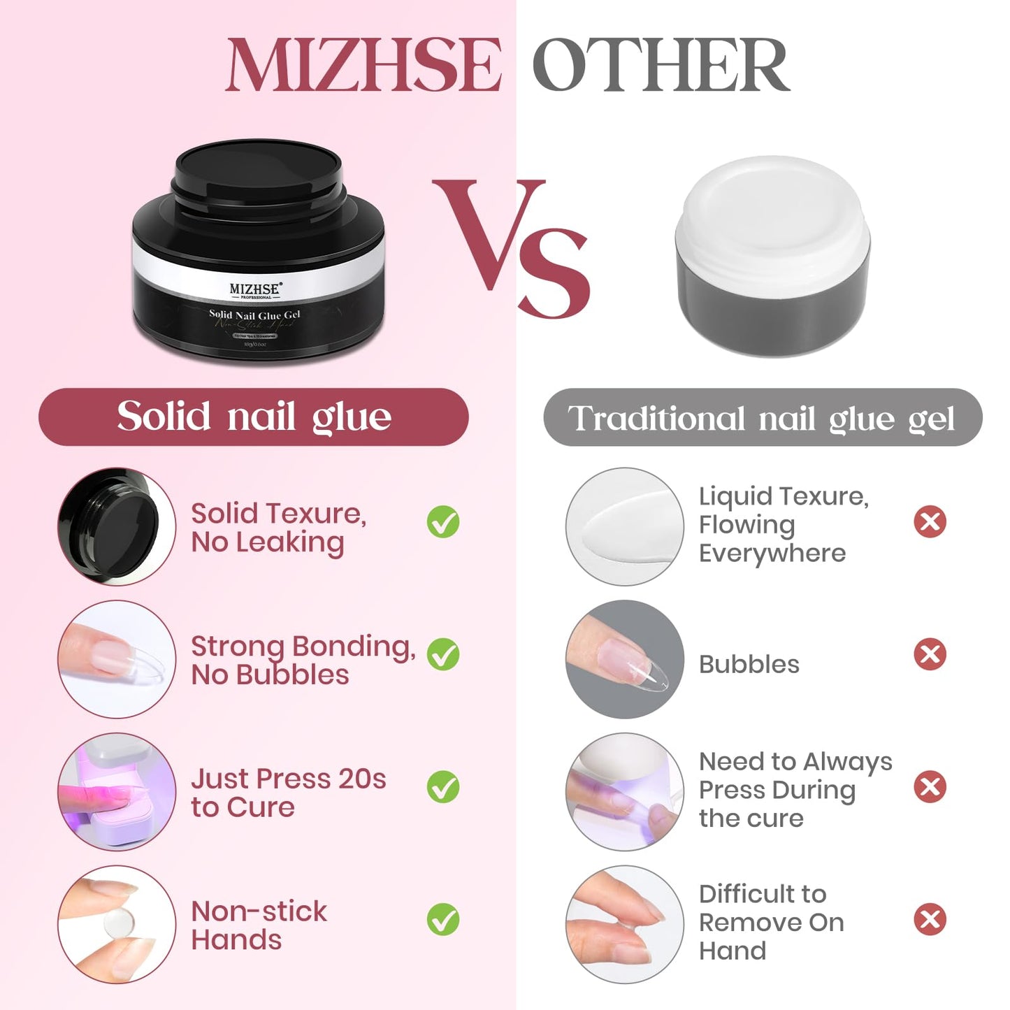 MIZHSE Gel Nail Kit, Solid Nail Glue Gels with 240Pcs Almond Medium Nails Tips Soft Gel Half Matte, Portable U V LED Nails Lamp Gels Extension Kit for Salon Art Home DIY Manicure
