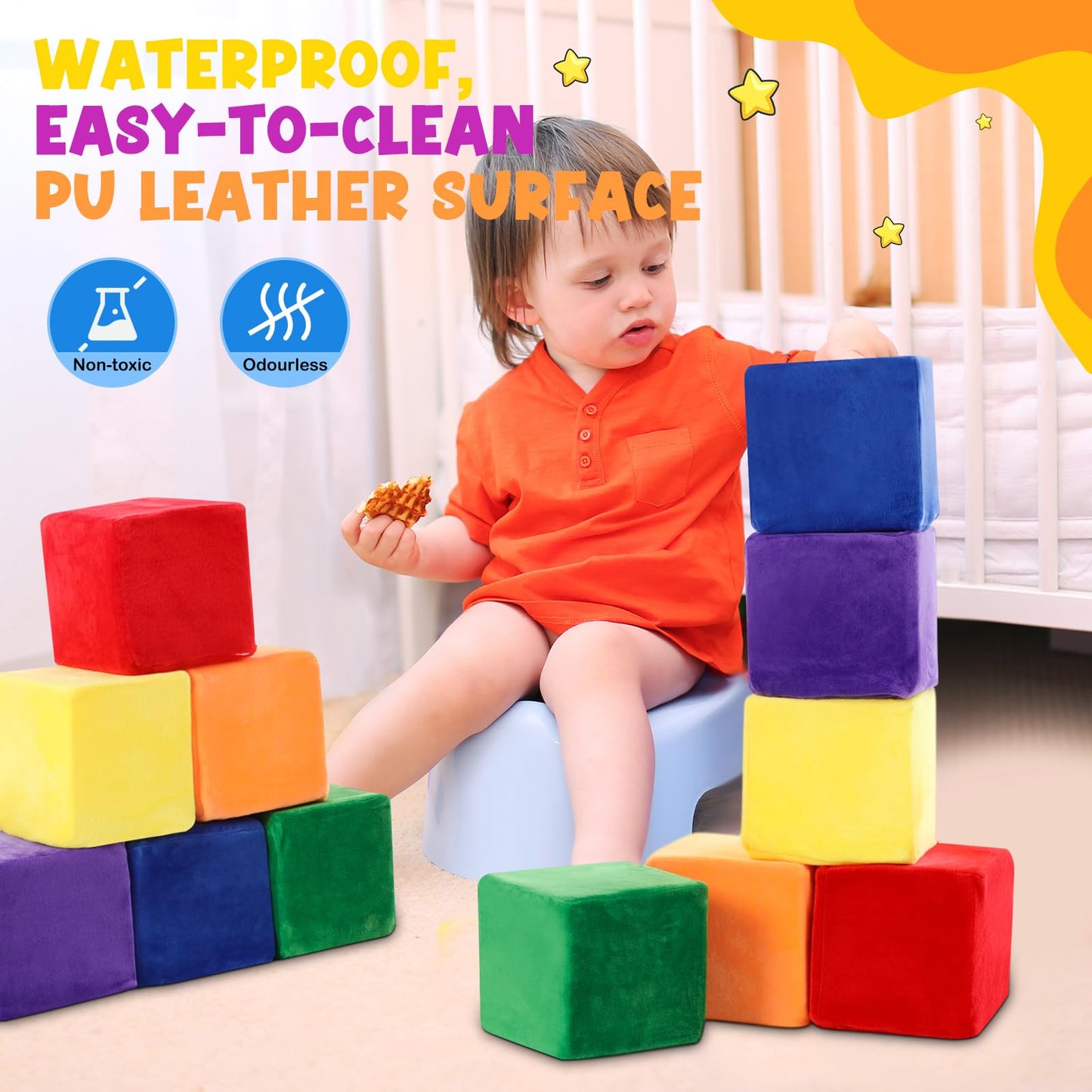 Vercraft 12 Pieces Foam Building Blocks Plush Colorful Foam Stacking Building Blocks Soft Giant Fun Throwing Toys for Birthday Learning Gift