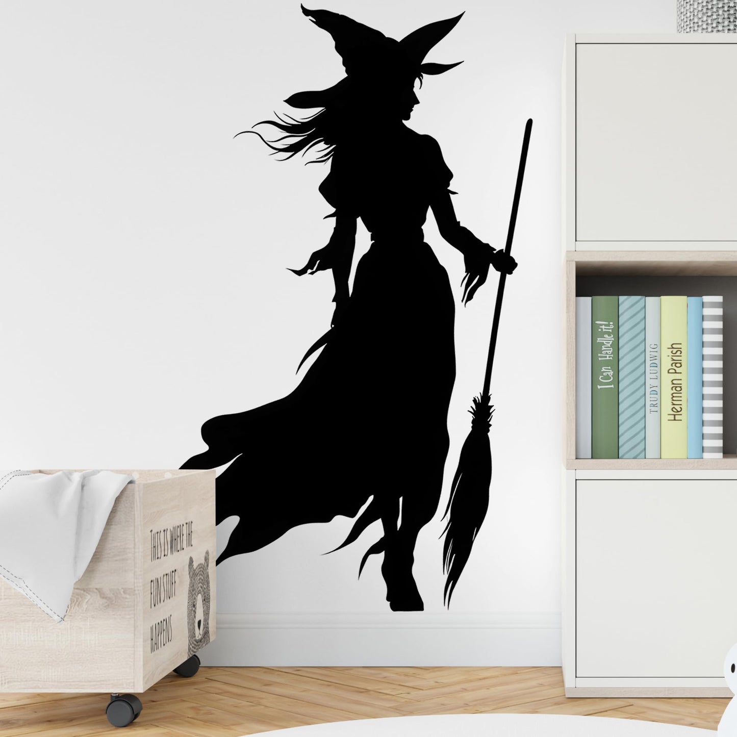 Halloween Wall Decals,Peel and Stick Halloween Theme Decor Stickers,Removable Vinyl Spooky Scary Face Wall Sticker for Holiday Party Decor. (Wicked Witch Silhouette Wall Decal)