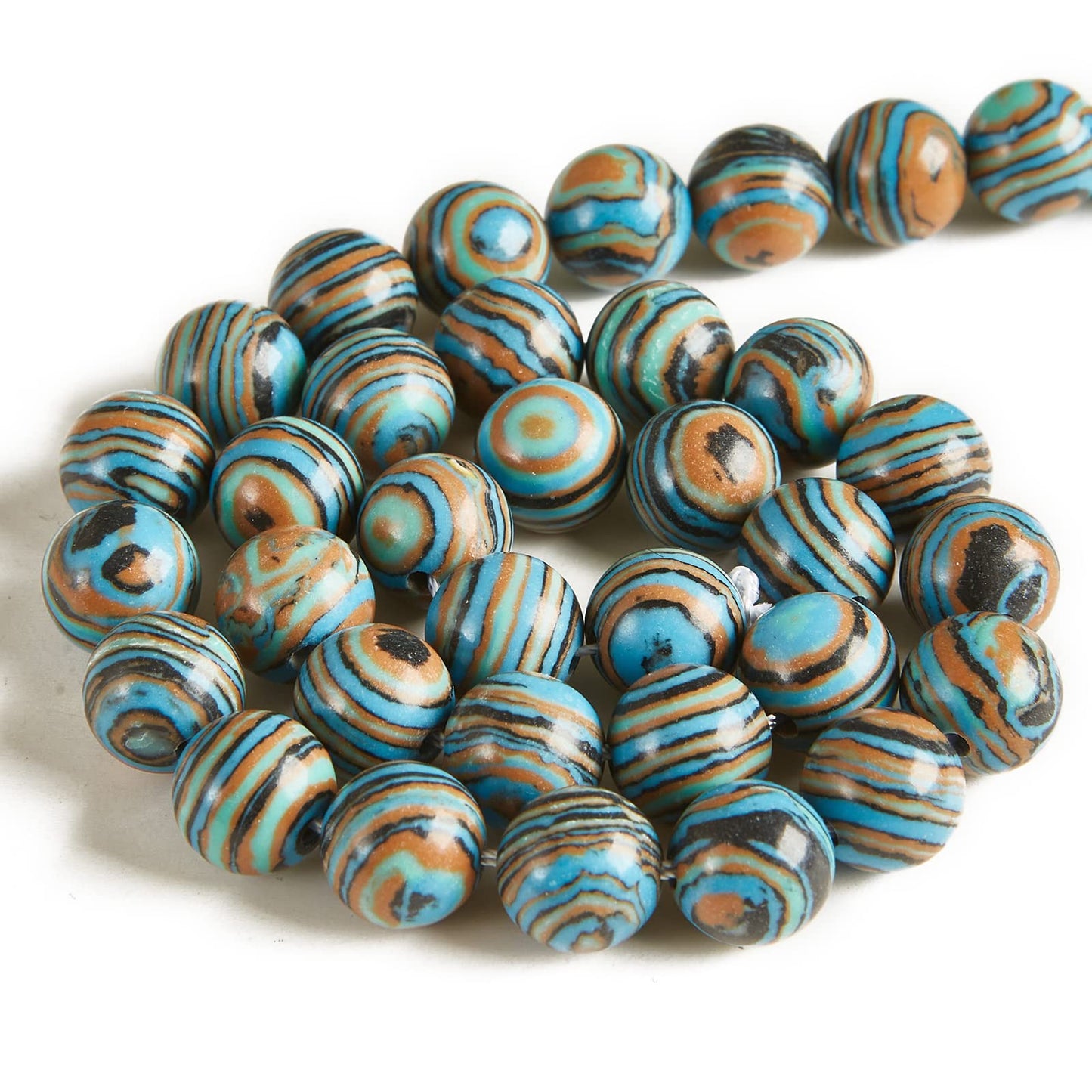 60pcs 6mm Blue Malachite Beads Natural Gemstone Beads Round Loose Beads for Jewelry Making