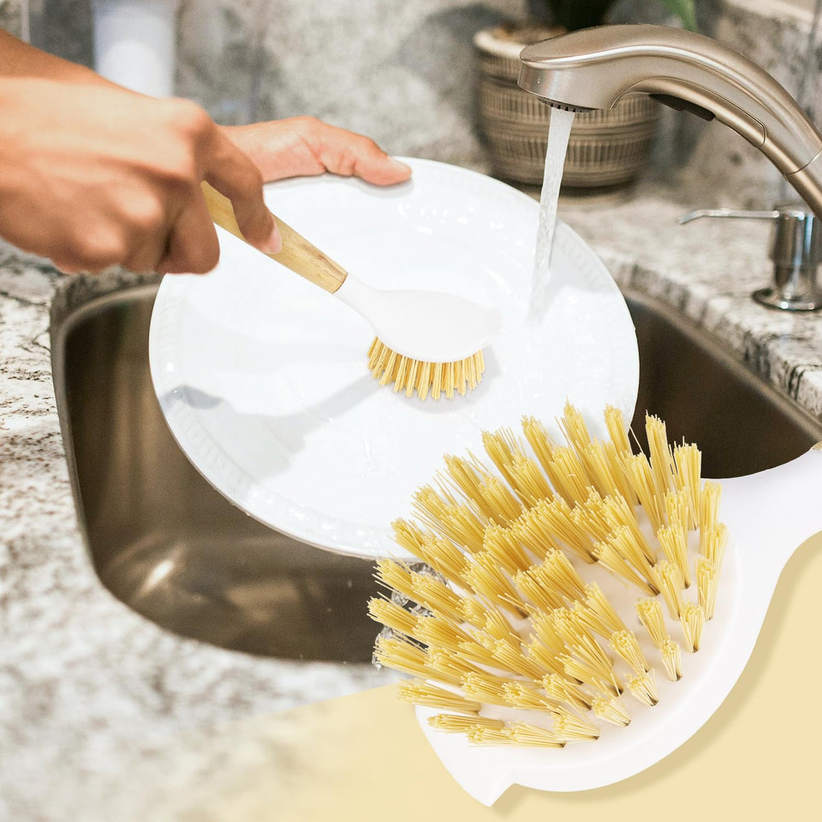 2 Pack Kitchen Scrub Brushes for Cleaning Dish Brush with Handle for Pans (2 Count)